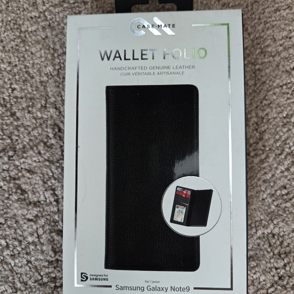 CASE-MATE Wallet Folio Case for Samsung Galaxy Note9 Black Leather NEW in Box
